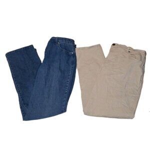 Gloria Vanderbilt Women's Size 16 Petite Blue And Beige Jeans 36x27 Lot Of Two